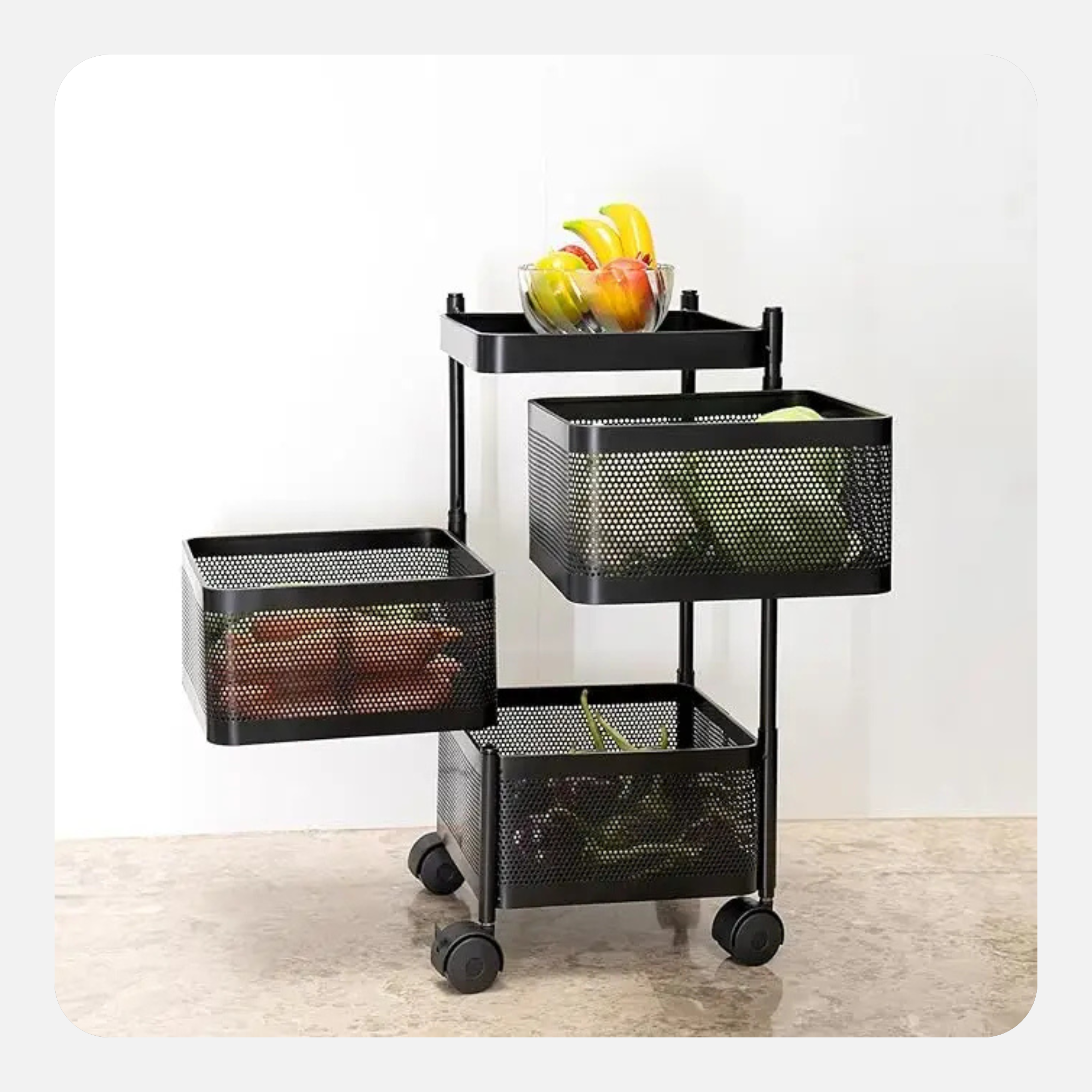 multi tier metal storage trolley with wheels