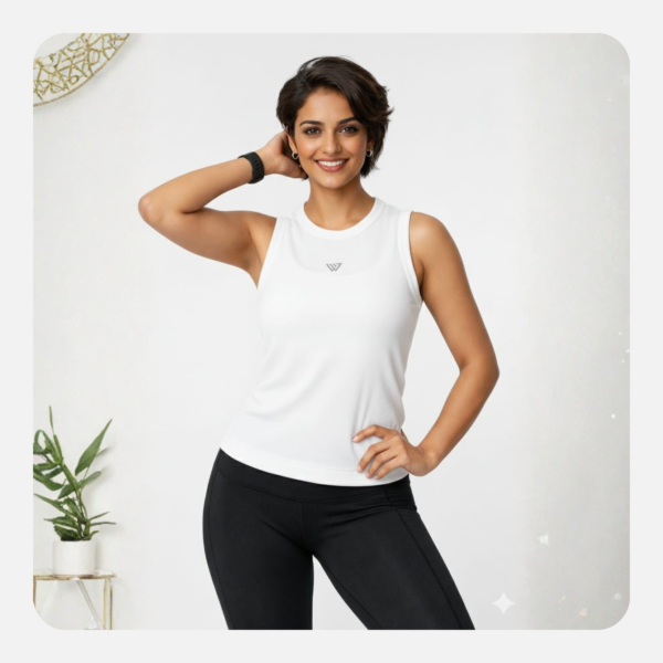 women’s classic white ribbed sleeveless workout tank top – breathable gym & yoga vest (bulk buyer)