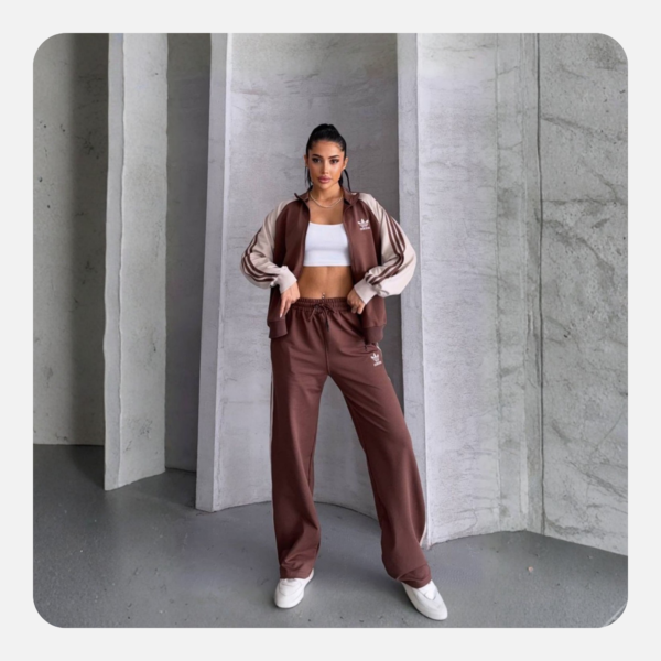 wholesale women’s brown tracksuit – full zip jacket and joggers set (bulk supply)