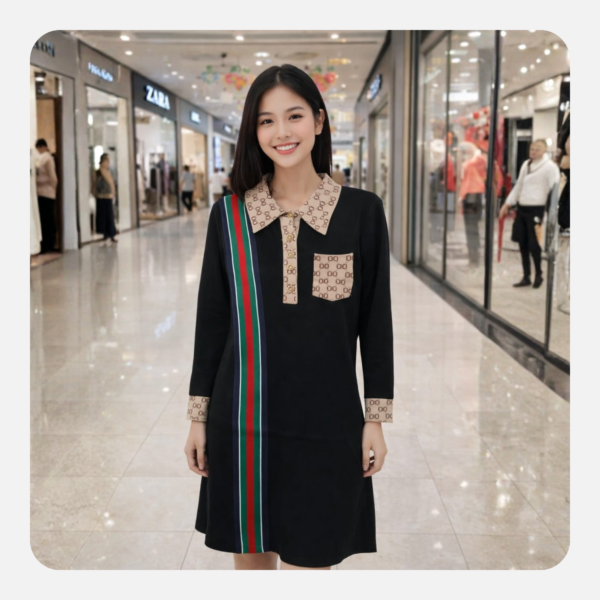 wholesale women’s black polo dress – designer style long sleeve casual dress for bulk buyers