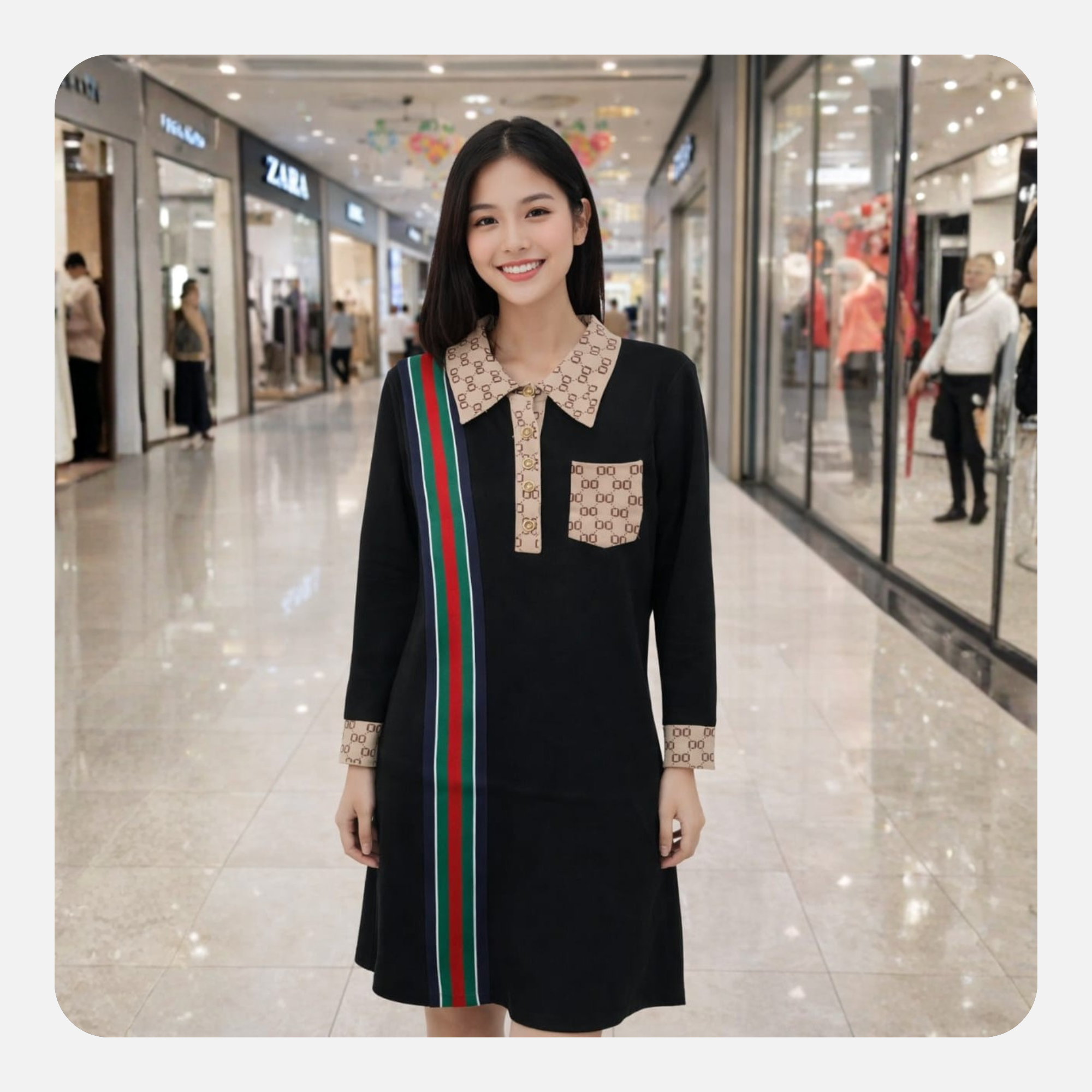wholesale women’s black polo dress – designer style long sleeve casual dress for bulk buyers