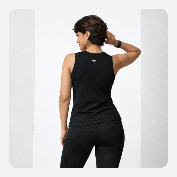 retails & wholesale women’s black ribbed workout tank top – sleeveless fitness gym vest (bulk supply)