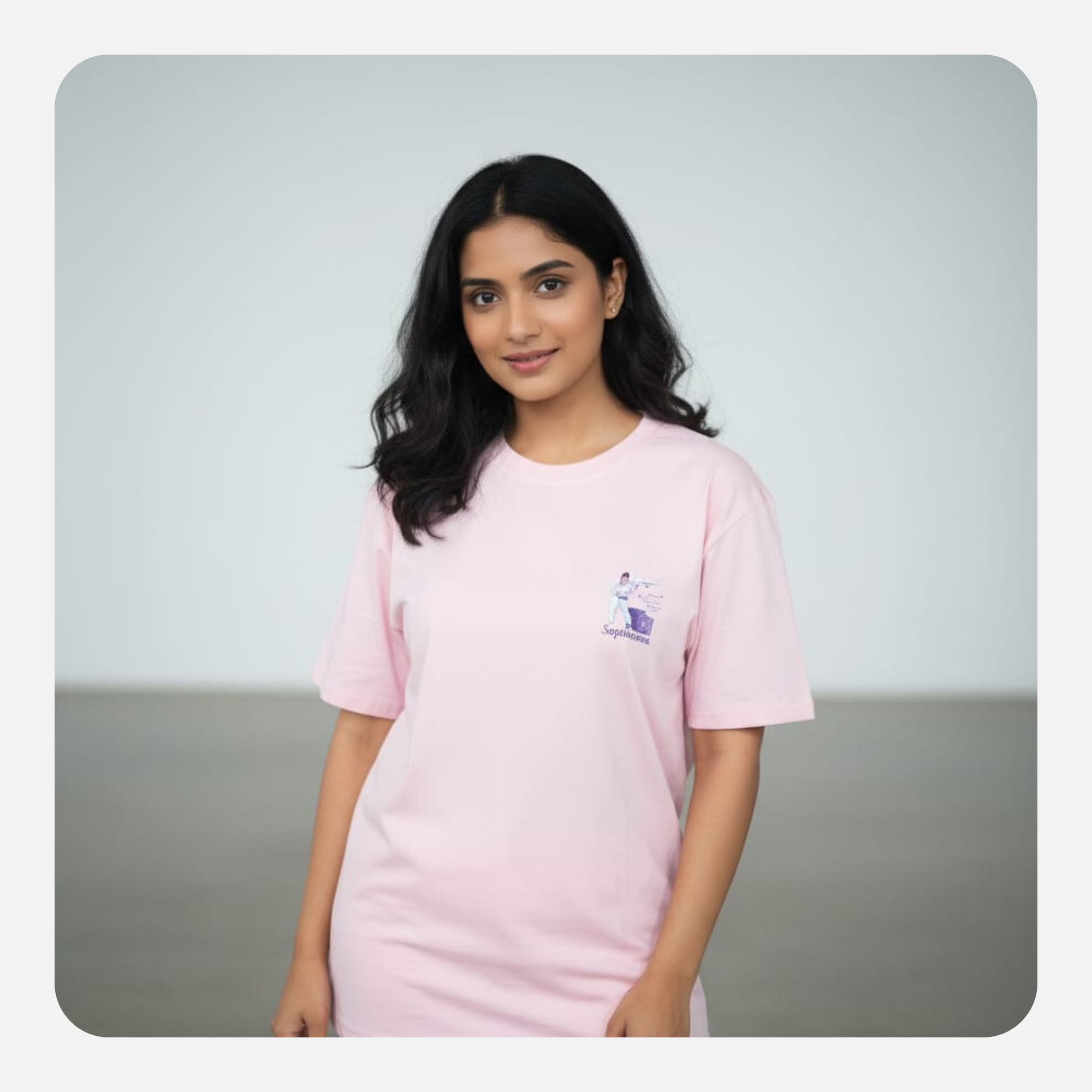 light pink cotton oversized t shirt for women