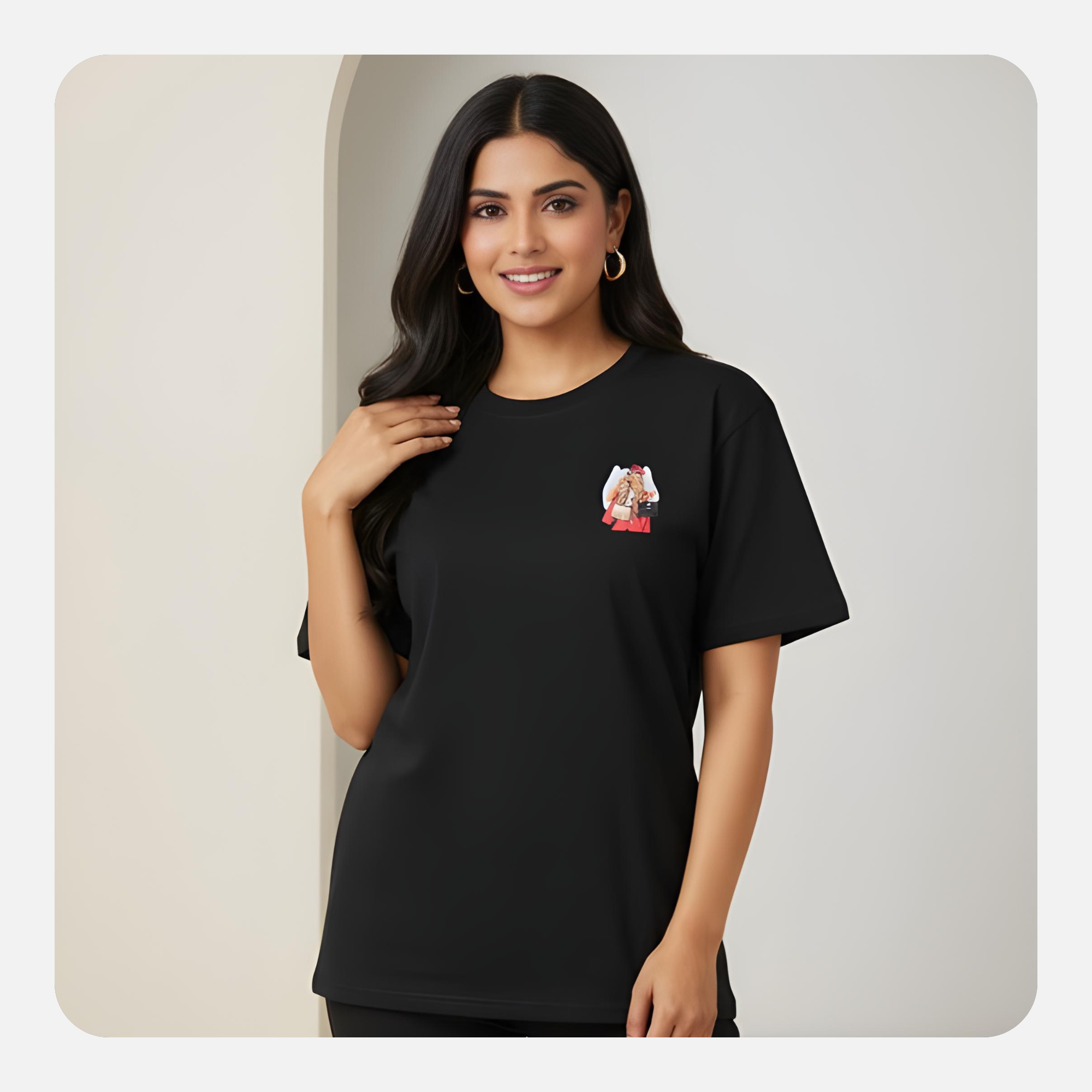 black cotton oversized t shirt for women | premium casual wear