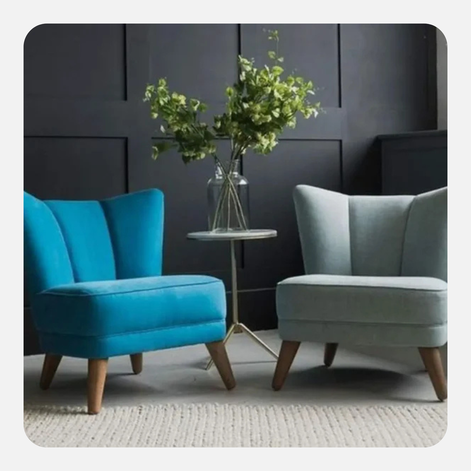 modern velvet accent chair set with wooden legs (set of 2)